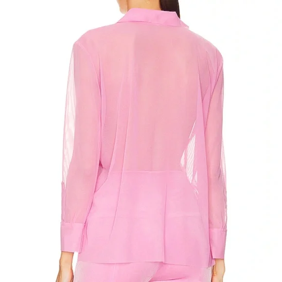 NORMA KAMALI Shirt with Faux Pockets in Candy Pink - Picture 2 of 6